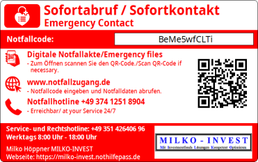 NotHilfePass Rückseite